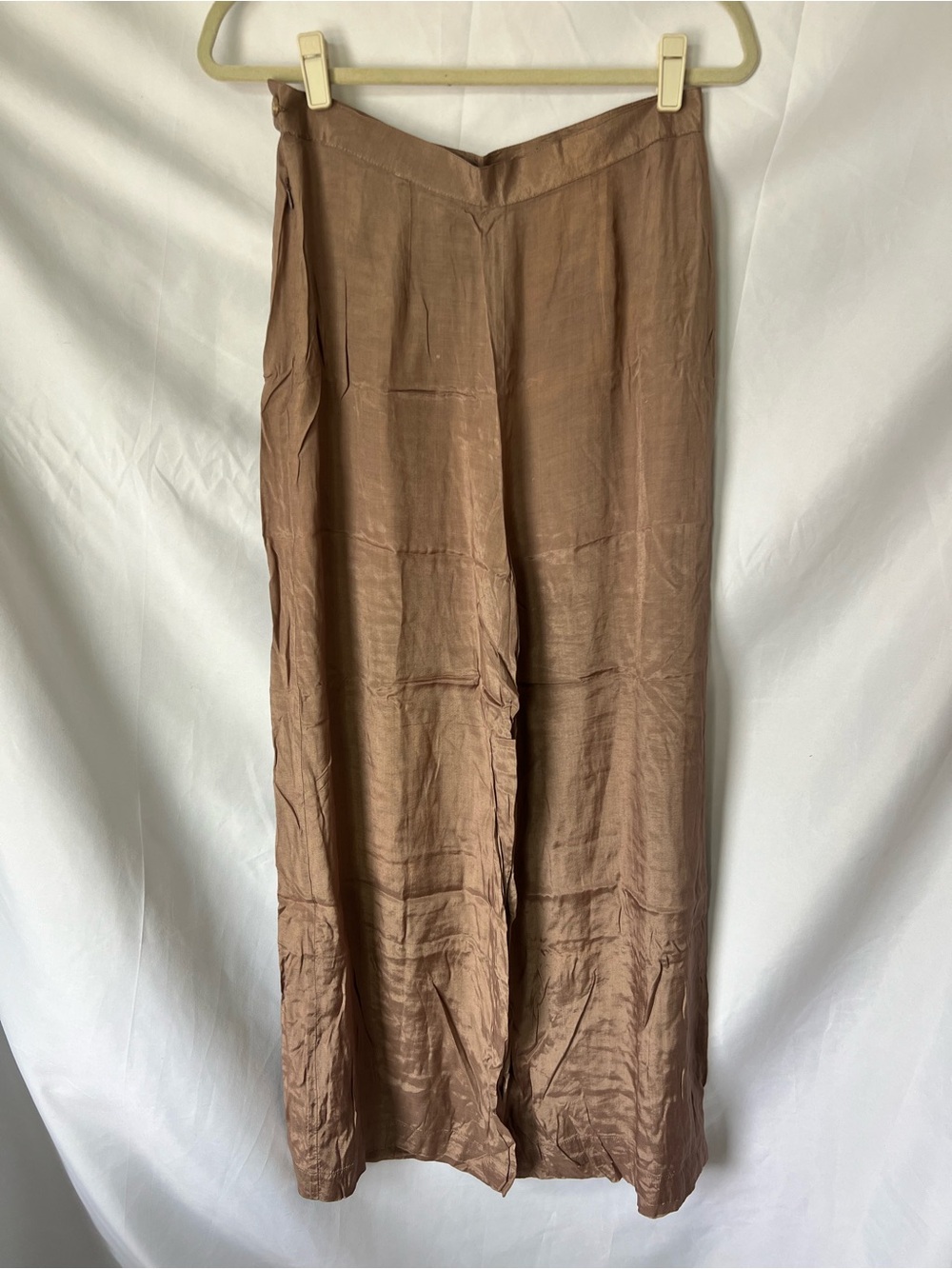 Women’s Vintage SIN ARGUMENTO 100% Silk Brown HR Wide Leg Pants